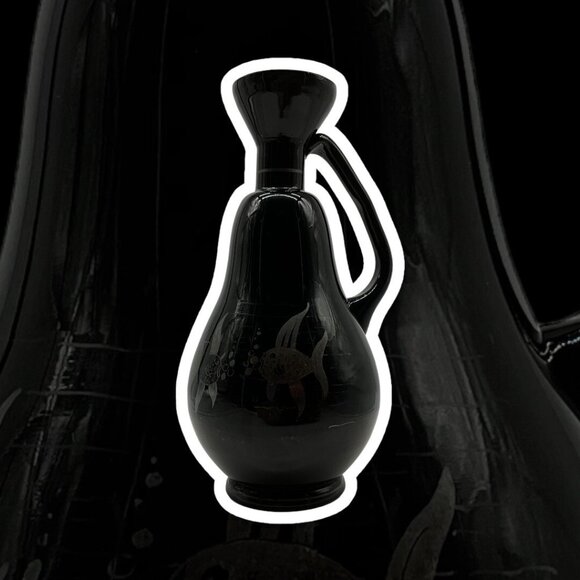 Antique Czechoslovakia Black Amethyst Vase w/ Silver Overlay Art Nouveau Style - Picture 3 of 16